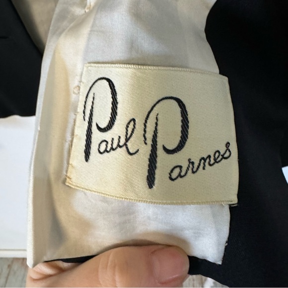 Vintage 50s Black Opera Coat Bar Jacket Velvet Collar Blazer Paul Parnes Medium‎ - Picture 5 of 8